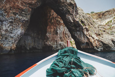 Low section of  boat  at the blue grotto on malta