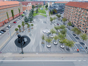 High angle view of city street