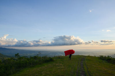 Scenic view of field against sky