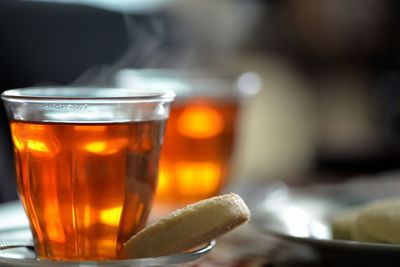 Close-up of black coffee in glasses