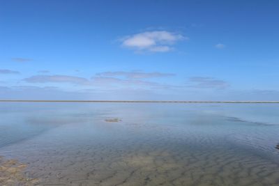 Scenic view of sea against blue sky