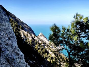 Scenic view of sea against blue sky