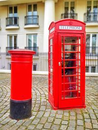 Close-up of telephone booth