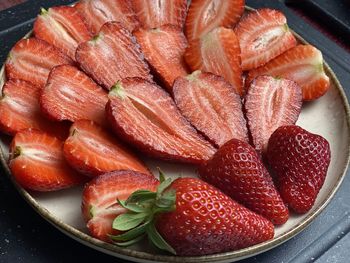 Close-up of strawberries in plate