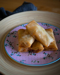 Fried carbonara popiah spring roll, a crunchy snack popular in southeast asia. 