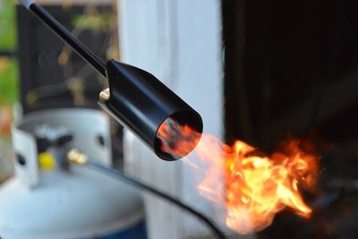 Close-up of flame propane torch 