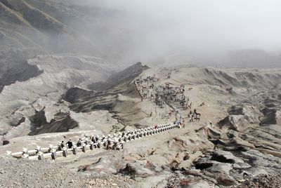 Aerial view of people on mountain