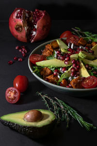 Close-up of fruits in bowl on table