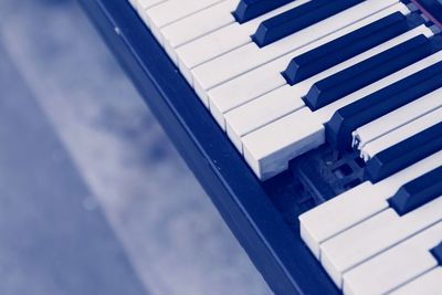 High angle view of piano keys