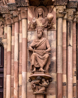 Close-up of statue of cathedral of strasbourg