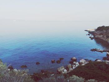 Scenic view of sea against clear sky