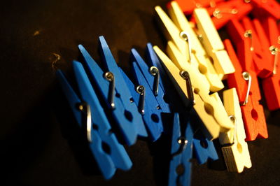 Close-up of clothespins