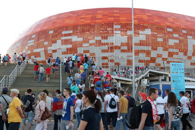 Group of people in front of building