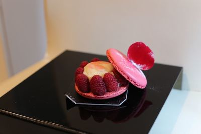 Close-up of dessert in plate on table