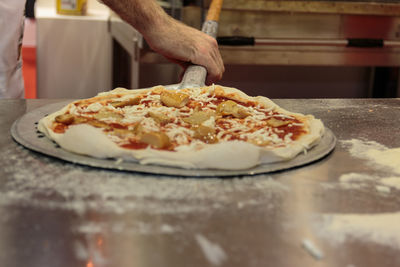 Close-up of pizza on table