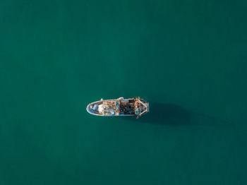 High angle view of boat in sea