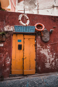 Closed door of old building