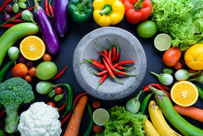 Directly above shot of various vegetables on table