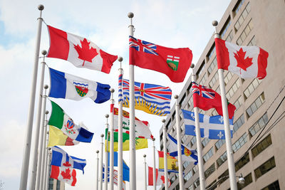 Low angle view of flags