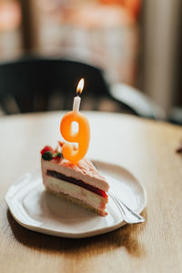 Close-up of cake on table