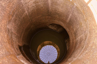 High angle view of spiral staircase in building