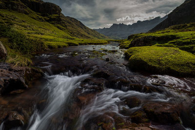Scenic view of water flowing through rocks