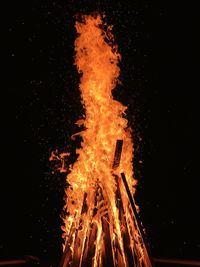 Close-up of bonfire at night