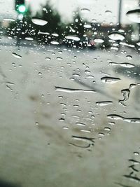 Close-up of water drops on glass