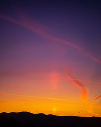 Scenic view of silhouette mountains against sky during sunset