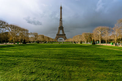 View of monument on grassy field in park