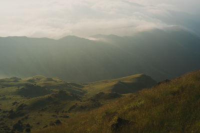 Scenic view of mountains against sky