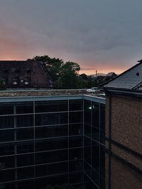 Building against sky at sunset