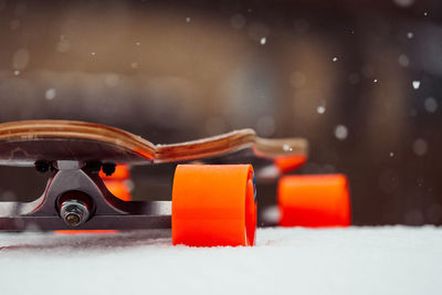 Close-up of snowboard