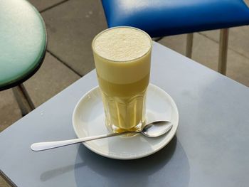 Close-up of coffee cup on table