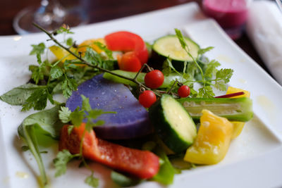 Close-up of meal served in plate