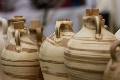 Close-up of ceramics jars