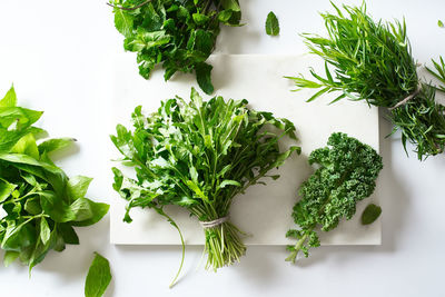 High angle view of vegetables in plate