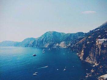Scenic view of boat in sea
