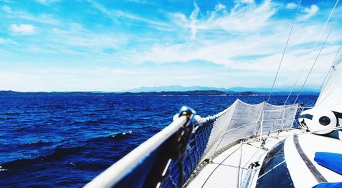 Cropped image of boat in sea