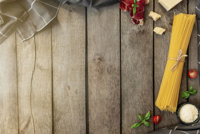 High angle view of vegetables on table