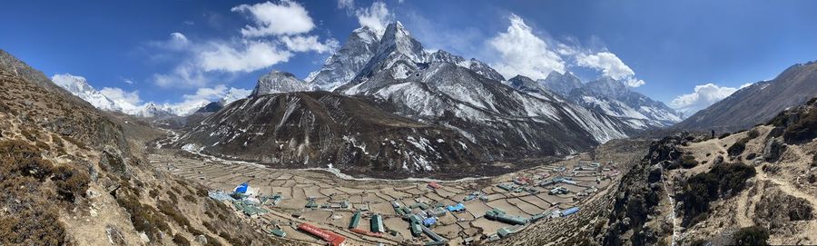 Panoramic view of rocky mountains against sky