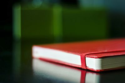 Close-up of diary on table