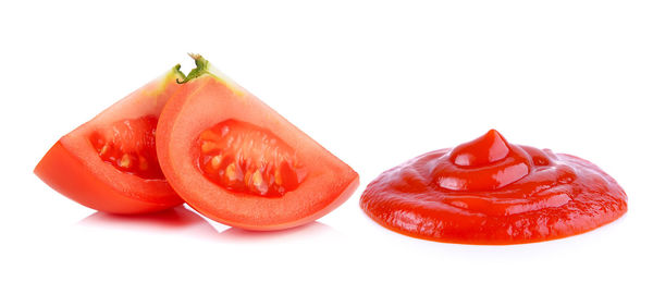 Close-up of fruits against white background