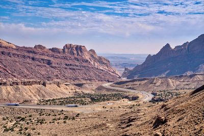 Panoramic view of landscape and mountains against sky