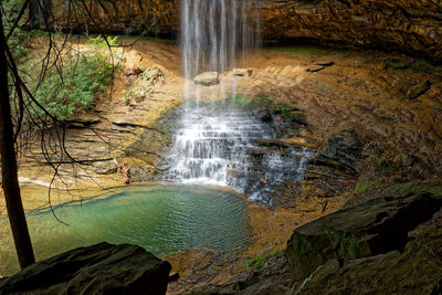 Scenic view of waterfall in forest
