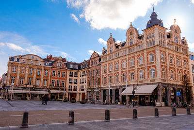 Low angle view of buildings against sky