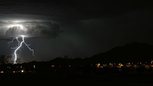 Lightning strike at night