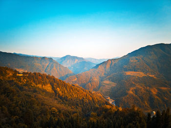 Scenic view of mountains against clear sky