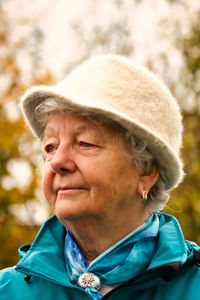 Portrait of a senior woman with a hat