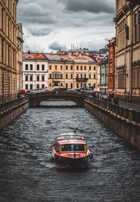 View of boats in canal